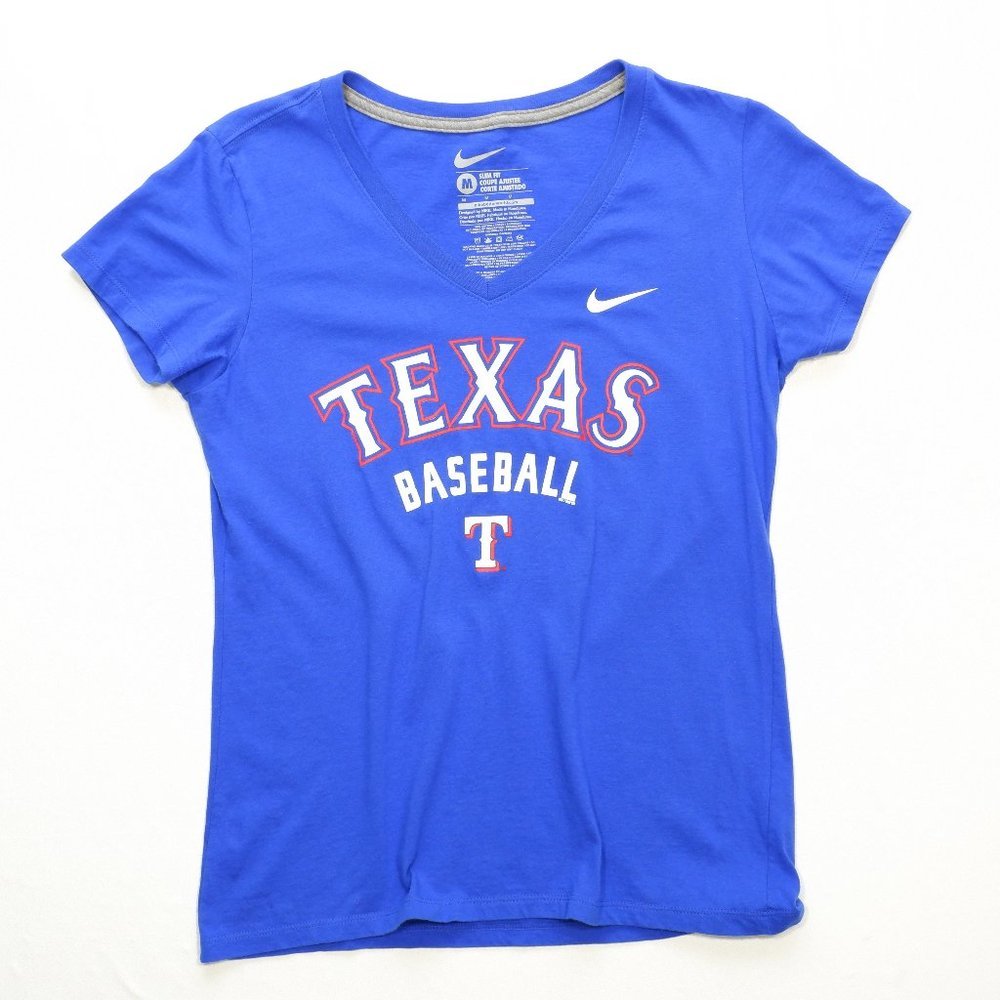 Nike Slim Fit Women's tee shirt size M Blue Texas Baseball